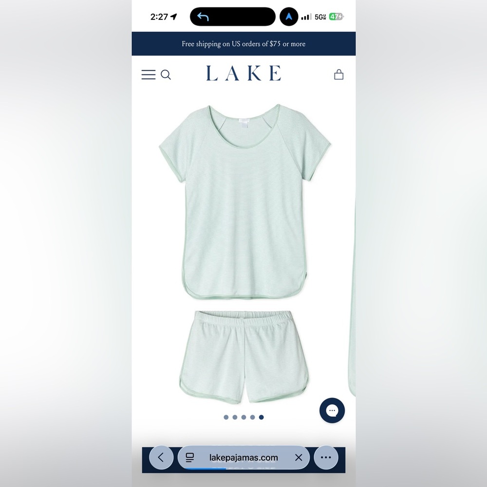 LAKE Mint Short Sleeve Pajama Set